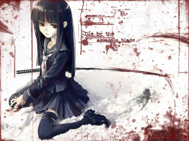 Обои картинки фото девчонка, из, убить, била, аниме, weapon, blood, technology