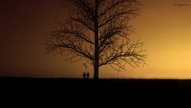 Обои картинки фото векторная, графика, ночь, дерево