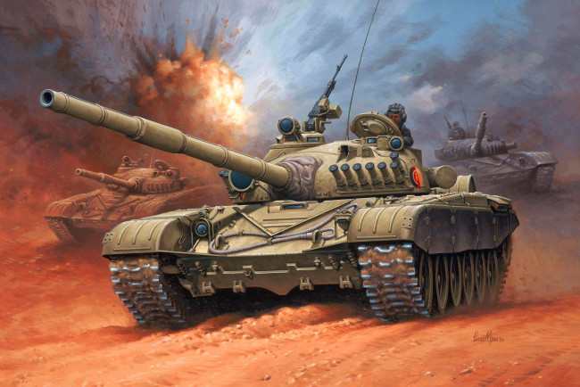 Обои картинки фото рисованные, армия, т-72, танк, enzo, maio