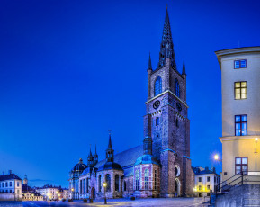 Картинка города стокгольм швеция собор ночь площадь