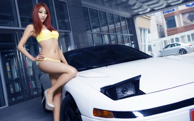 Обои картинки фото автомобили, авто, девушками, 3000gt, mitsubishi, девушка