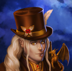 Картинка рисованные люди шляпа девушка взгляд дракон
