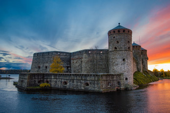 Картинка финляндия города -+дворцы +замки +крепости закат деревья водоем