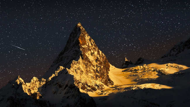 Обои картинки фото природа, горы, снег, звезды