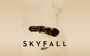 обоя кино фильмы, 007,  skyfall, надпись, пистолет
