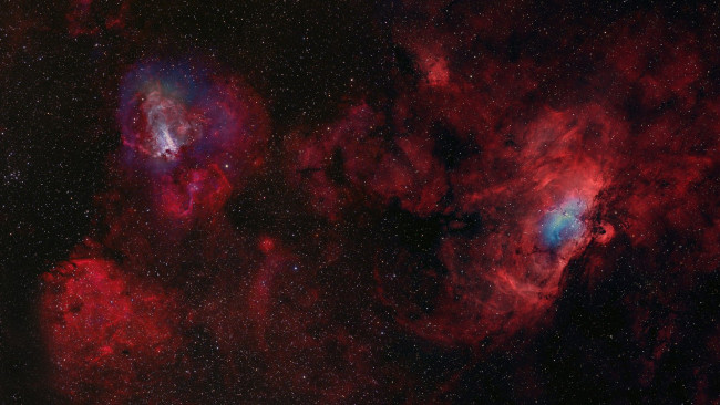 Обои картинки фото космос, галактики, туманности, орла, и, лебедя