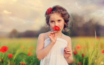 Картинка разное дети девочка цветок луг