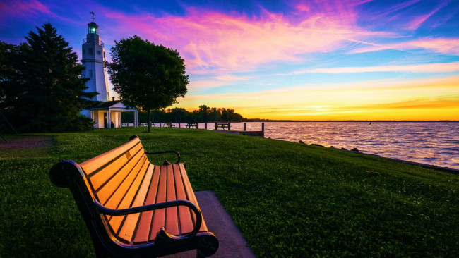 Обои картинки фото kimberly point park, lake winnebago, wisconsin, природа, маяки, kimberly, point, park, lake, winnebago