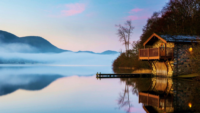 Обои картинки фото lake district, england, города, - здания,  дома, lake, district