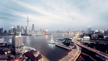 Картинка shanghai города шанхай китай здания мост china