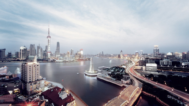 Обои картинки фото shanghai, города, шанхай, китай, здания, мост, china