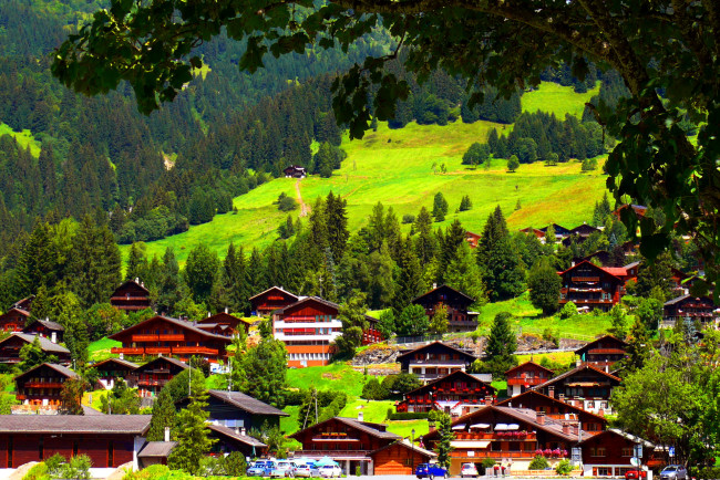 Обои картинки фото швейцария, ормон, десю, города, пейзажи, горы, панорама
