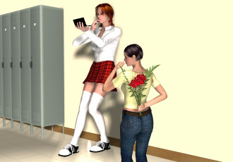 Картинка 3д графика people люди цветы помада девушки шкафчики