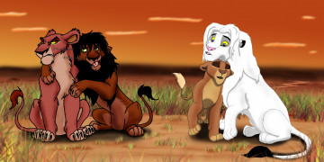 обоя рисованные, животные, львы