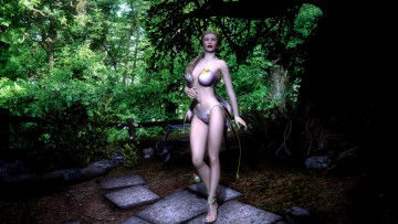 Картинка 3д графика fantasy фантазия девушка деревья
