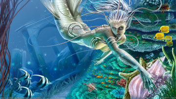 Картинка toni rodriguez фэнтези существа морское дно сирена рыбы toni+rodriguez