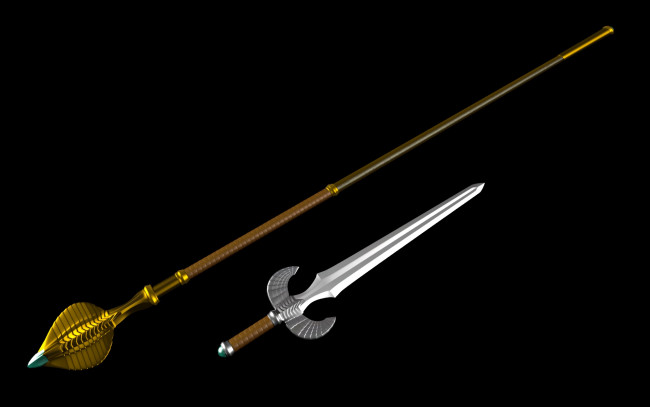 Обои картинки фото оружие, 3d, меч, копье