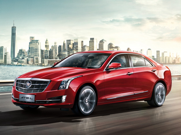 Обои картинки фото автомобили, cadillac, красный, 2014г, ats-l