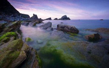 Картинка природа побережье небо закат камни берег скалы