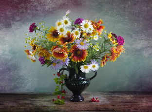 Картинка цветы букеты +композиции ваза букет ветка смородина фон