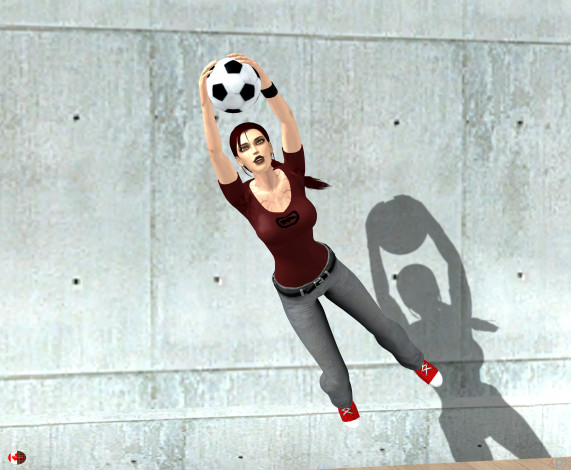Обои картинки фото 3д графика, спорт , sport, мяч, фон, взгляд, девушка
