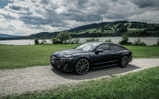 Обои картинки фото abt audi a7 sportback , 2018, автомобили, audi, черный, ауди, спортбэк, a7, sportback