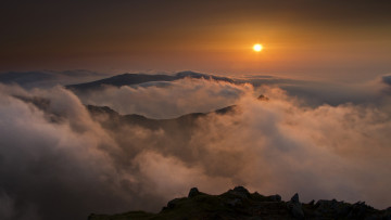 Картинка snowdon wales england природа восходы закаты облака закат горы гора сноудон англия