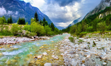 Картинка словения bovec природа реки озера горы поток