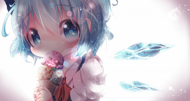 Обои картинки фото аниме, touhou, лакомство, девочка, арт, тоухоу, мороженое