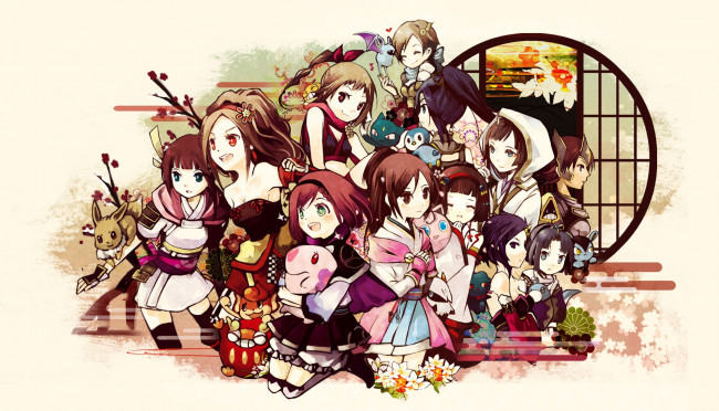 Обои картинки фото аниме, pokemon, покемоны, девушки, арт, nobunaga, no, yabou