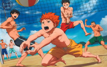 Картинка аниме haikyuu парни волейбол