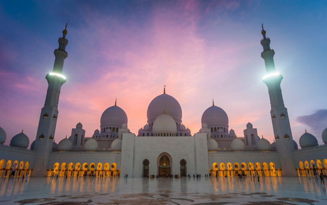 Обои картинки фото города, - мечети,  медресе, свет, минарет, abu, dhabi, абу-даби, небо, grand, mosque, площадь, мечеть