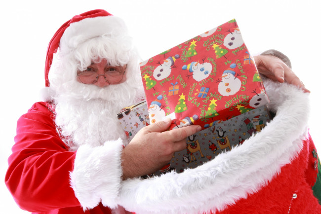 Обои картинки фото праздничные, дед мороз,  санта клаус, санта, мешок, подарки