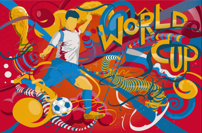 Обои картинки фото спорт, 3d, рисованные, fifa, world, cup, 2018, россия, Чемпионата, мира, Чм, в, россии, кубок, фифа, art, футбол