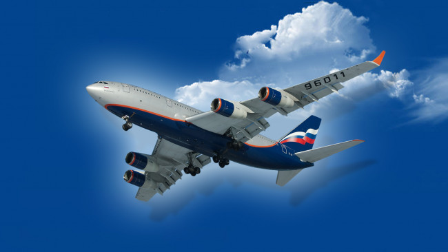 Обои картинки фото ил-96-300, авиация, пассажирские самолёты, дальнемагистральный, гражданская, ил96, пассажирский, самолет