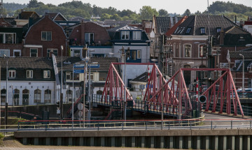 обоя города, амстердам , нидерланды, здания, мост