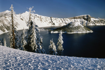 Картинка природа зима crater lake