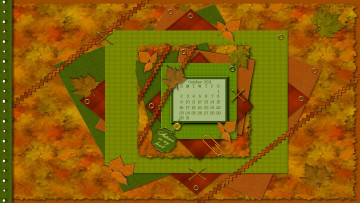 Картинка календари рисованные векторная графика октябрь листья