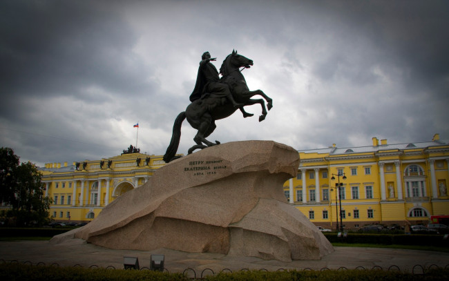 Обои картинки фото города, санкт, петербург, петергоф, россия, петр, памятник