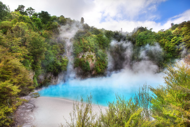 Обои картинки фото new, zealand, waimangu, volcanic, valley, inferno, crater, lake, природа, реки, озера, новая, зеландия