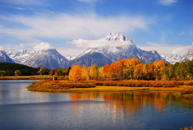 Обои картинки фото природа, реки, озера, осень, grand, teton