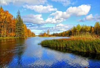 обоя природа, реки, озера, осень, hdr