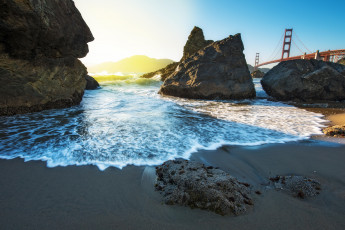 Картинка природа побережье пляж солнце сан-франциско калифорния мост