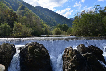 Картинка природа водопады река горы небо