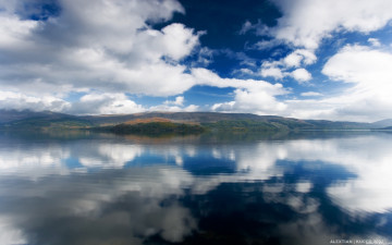 Картинка природа реки озера облака отражение река остров