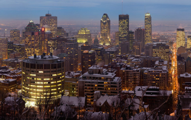Обои картинки фото montreal, twilight, panorama, города, огни, ночного, город, рассвет, монреаль, панорама, канада