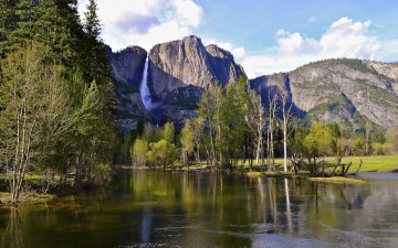 обоя природа, реки, озера, горы, река, водопад, yosemite, national, park