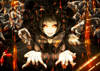 Картинка аниме kantai+collection руки девушка улыбка демон взгляд лава шляпа