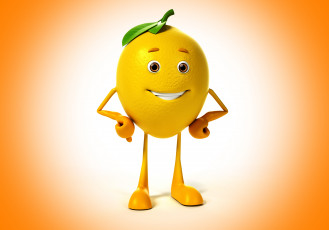 Картинка 3д+графика юмор+ humor eyes фон smile lemon background взгляд улыбка лимон