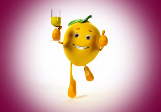 Картинка 3д+графика юмор+ humor фон background шампанское eyes smile champagne running lemon бег взгляд улыбка лимон